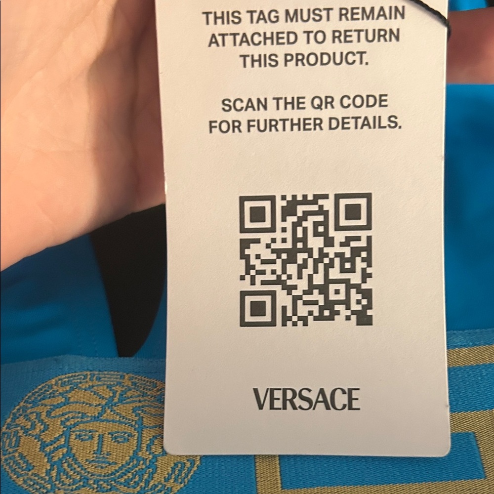 Versace Turquoise and Gold Medusa Bikini Top - Picture 4 of 7